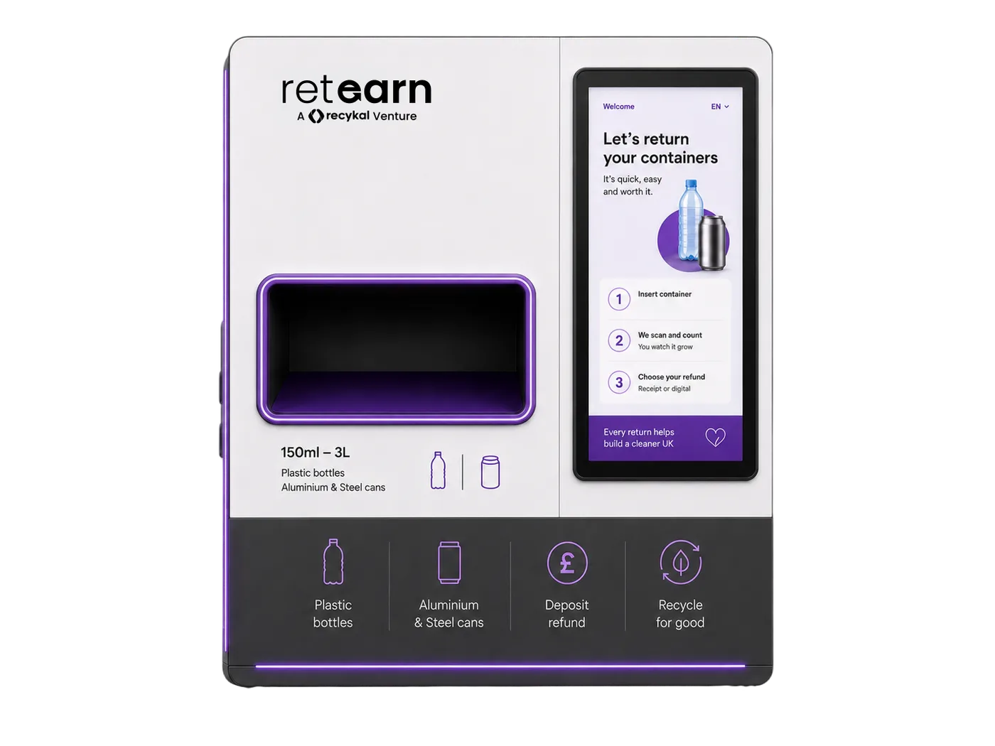 Reklaim Bulk reverse vending machine — high capacity for supermarkets